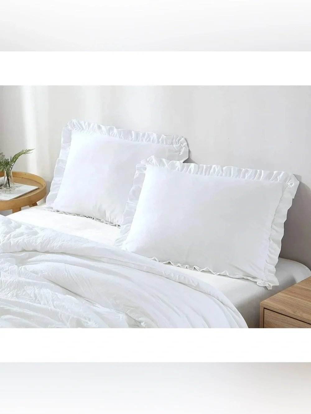 White Ruffled Twin 2 piece Comforter Set